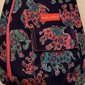 Simply Southern Colorful Elephant Sling Crossbody Backpack Navy Coral Pink Bag